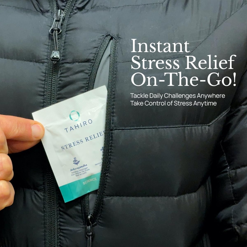 TAHIRO Stress-Relief Supplement – Natural Brain Support Supplement with Magnesium, Vitamin B, Ashwagandha, Brahmi – Non-GMO Vegan Brain Booster Supplement for Focus and Energy – 28-Packets 6