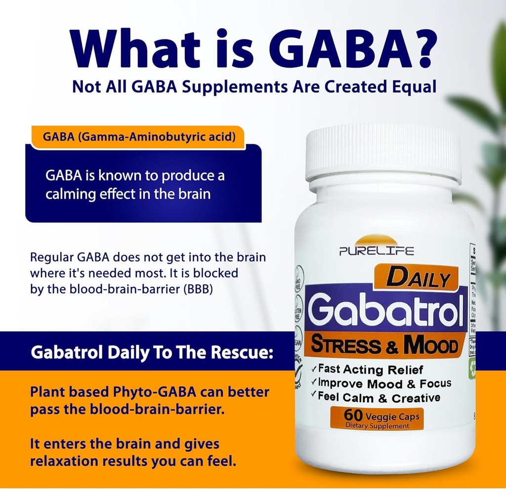 Gabatrol Daily – Plant Based GABA Supplement. Vegetarian and Vegan Friendly (60 Veggie Caps) 4