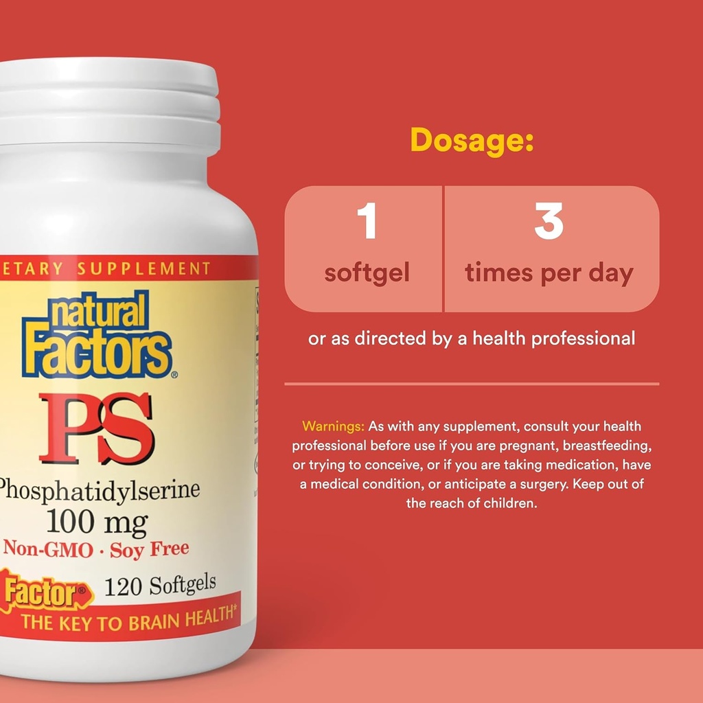 Natural Factors, Phosphatidylserine, Support for Memory, Concentration and Brain Functions, Soy and Gluten Free, 120 Softgels 4