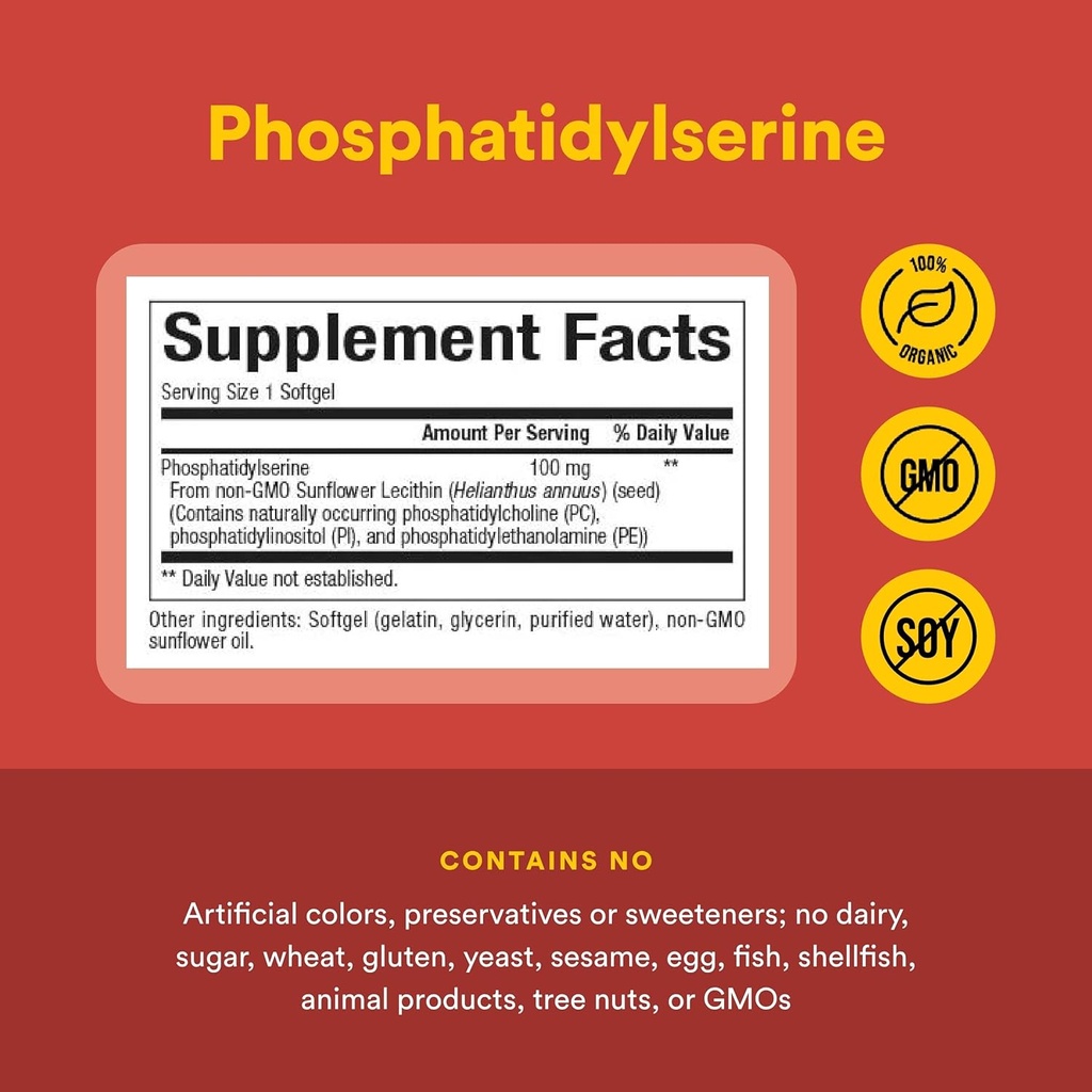 Natural Factors, Phosphatidylserine, Support for Memory, Concentration and Brain Functions, Soy and Gluten Free, 120 Softgels 5