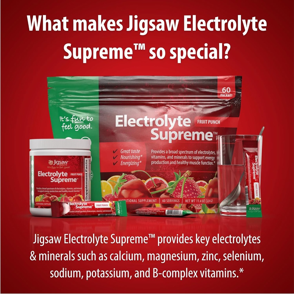 Jigsaw Health Electrolyte Supreme | Broad Spectrum of Electrolytes + Trace Minerals | Fruit Punch Flavor | 60 Servings (Packets) 6