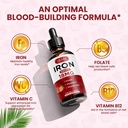 Liquid Iron Supplement for Women & Men Iron Drops Iron Supplements for Anemia with Folate, Vitamin C, B12 for Red Blood Cell Support-Strawberry, 2 Fl Oz 3