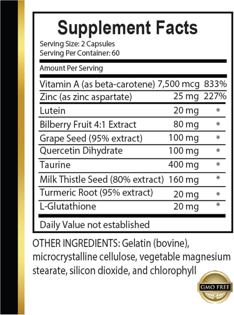 Vision Support Natural Formula - Visions Support Formula - Vision Support Supplement with Zinc, Beta-Carotene & Lutein - antioxidant Blend - 1 Bottle 60 Capsules 6