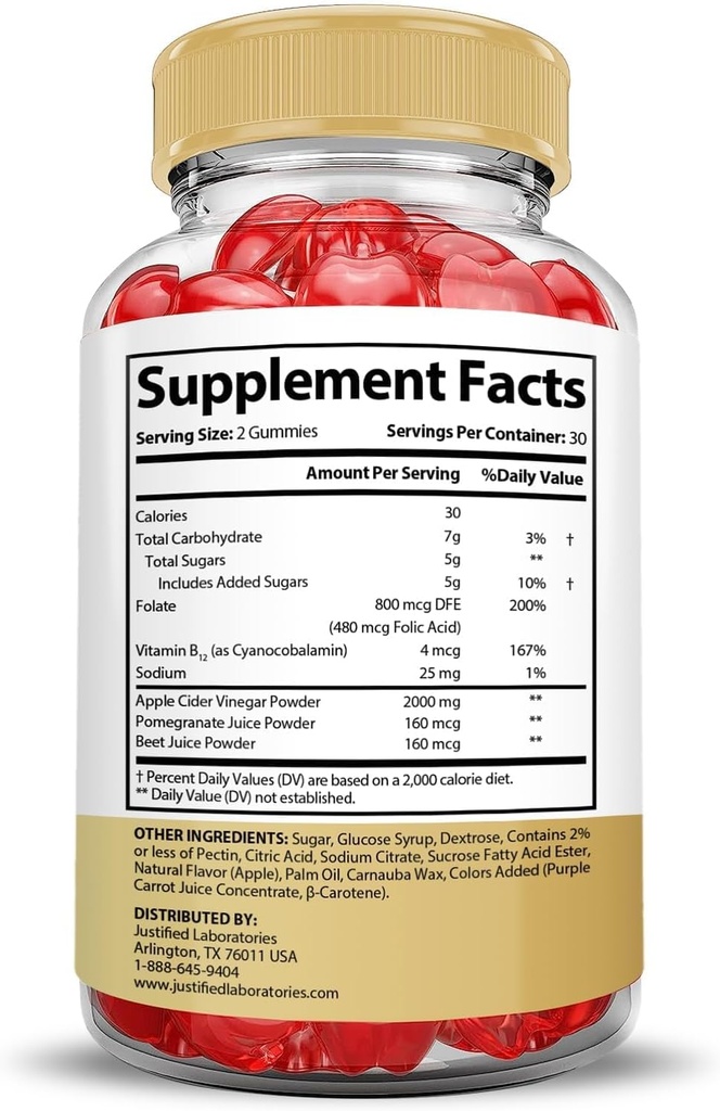 Justified Laboratories (2 Pack Speedy Keto ACV Gummies Extreme 2000MG Speedy Keto Gummies Advanced Formula Apple Cider Vinegar with Pomegranate Beet Juice Powder B12 Vegan Non GMO 60 Gummys 3