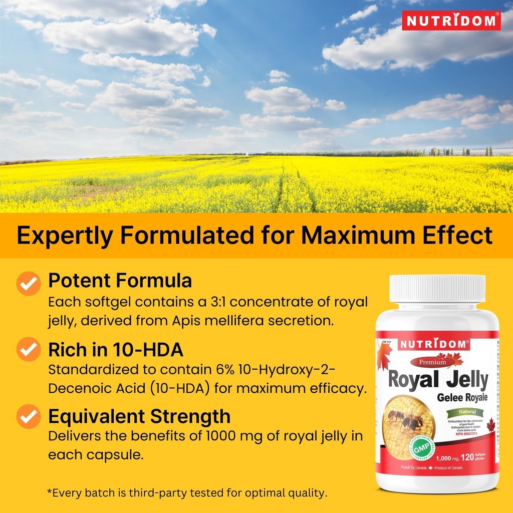 Nutridom Royal Jelly 1000mg, 120 softgels (One Bottle) 3