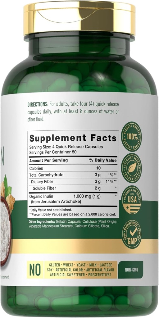 Carlyle Inulin Powder Capsules | 200 Count | Non-GMO and Gluten Free Supplement 3