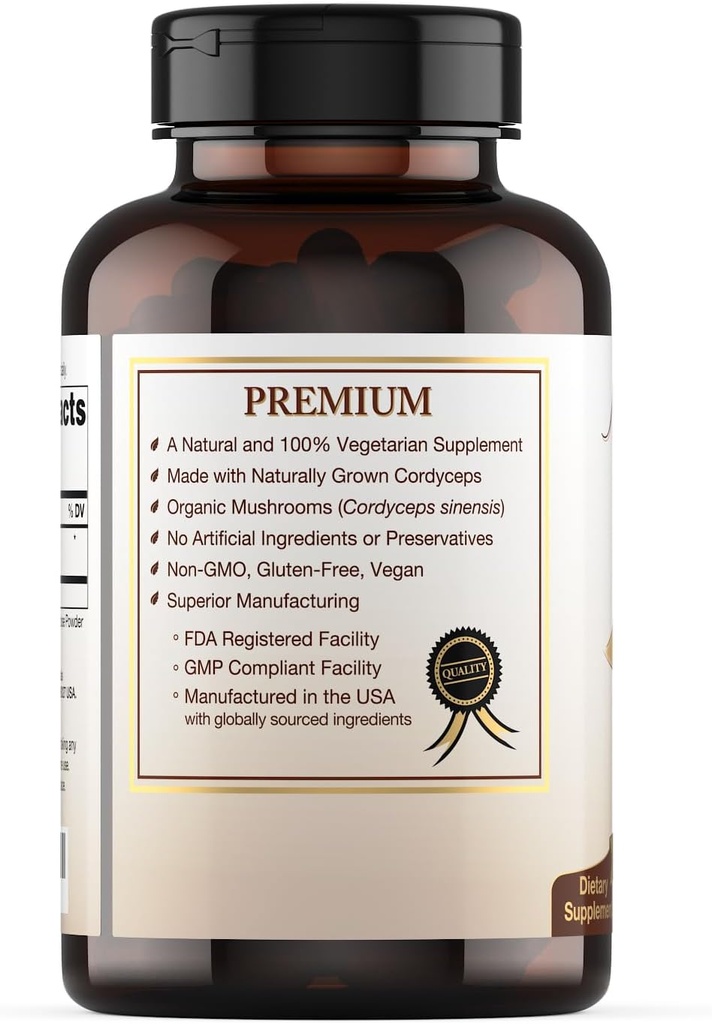 Organic Cordyceps Mushroom Supplement - 120 Capsules 3
