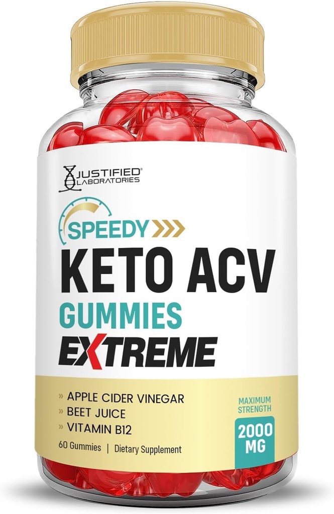 Justified Laboratories (2 Pack Speedy Keto ACV Gummies Extreme 2000MG Speedy Keto Gummies Advanced Formula Apple Cider Vinegar with Pomegranate Beet Juice Powder B12 Vegan Non GMO 60 Gummys 6