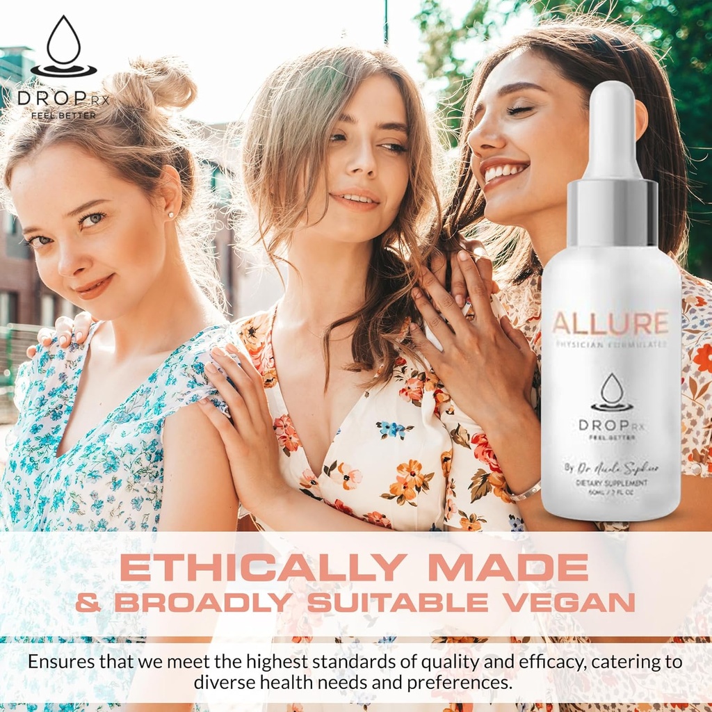 DropRx Allure by Dr. Nicole Saphier – Gotu Kola & Horsetail Extract, Supports Hair & Nail Health, Promotes Skin Vitality, Organic, Non GMO, Vegan, Gluten Free & Kosher, Made in USA (2 Fl Oz) 6