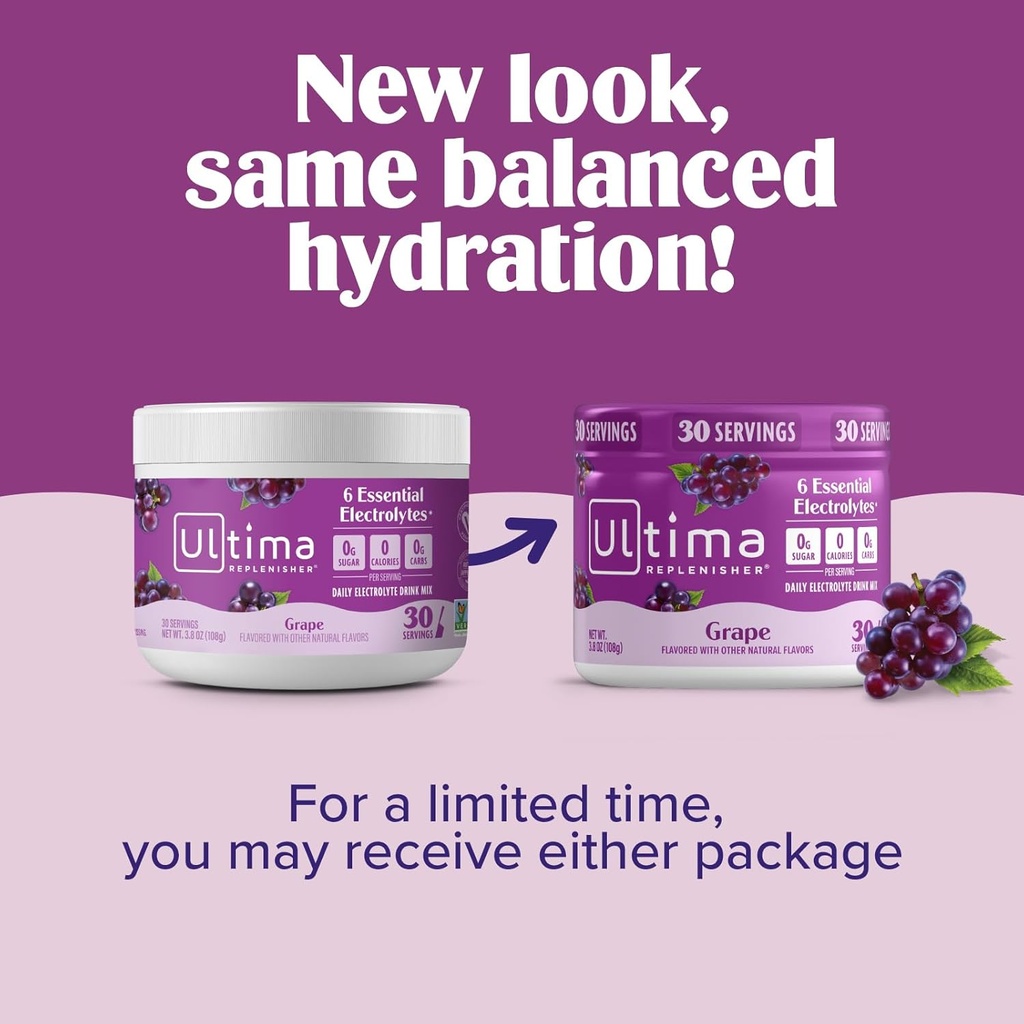Ultima Replenisher Daily Electrolyte Powder Drink Mix – Sugar Free – Grape, 30 Servings – Hydration Powder with 6 Key Electrolytes and Trace Minerals – Keto Friendly, Vegan, Non-GMO 5