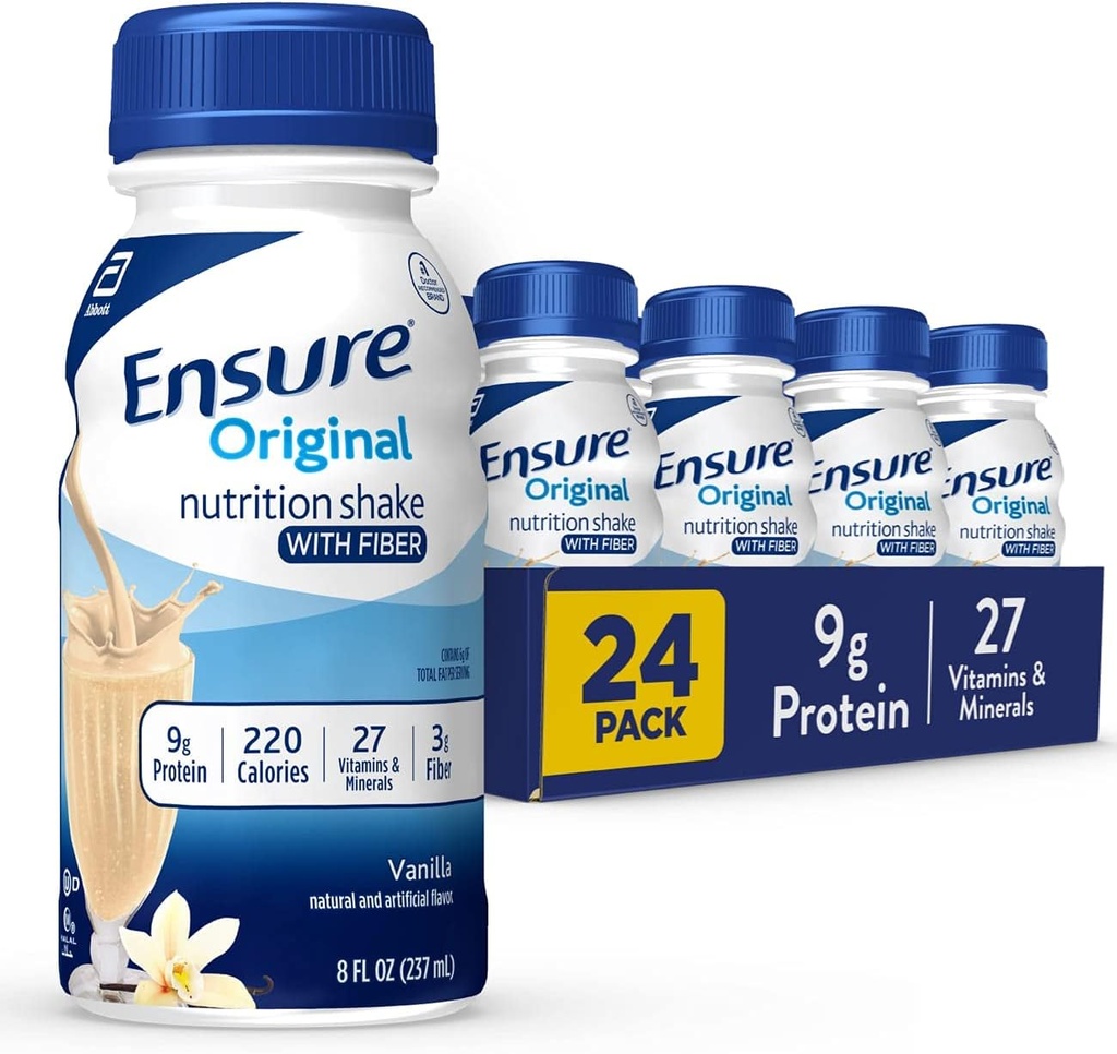 Ensure Original Vanilla Nutrition Shake with Fiber| Meal Replacement Shake | Ready To Drink | 9g Protein, 27 Vitamins and Minerals | 8 fl oz - 24 Pack 2