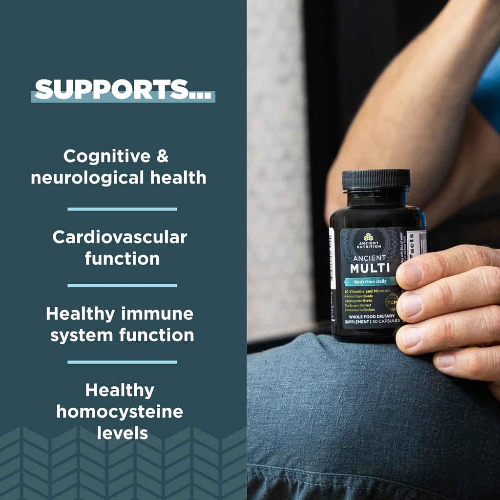 Ancient Nutrition Mutlivitamin Men's Once Daily Capsules, 30 Count + Multivitamin Women's Once Daily Capsules, 30 Count 5