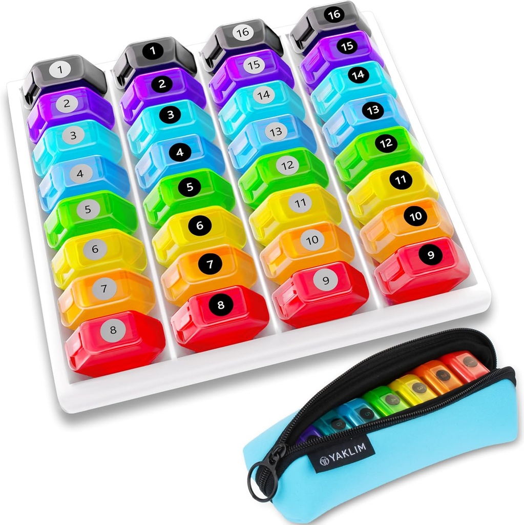 Monthly Pill Organizer 1-Time a-Day: 30 Day Pill Organizer with Labels, Portable Monthly Pill Box, Month Pill Holder ith Portable Zipper Bag for Vitamin, Medicine, Fish Oil, Supplements 2