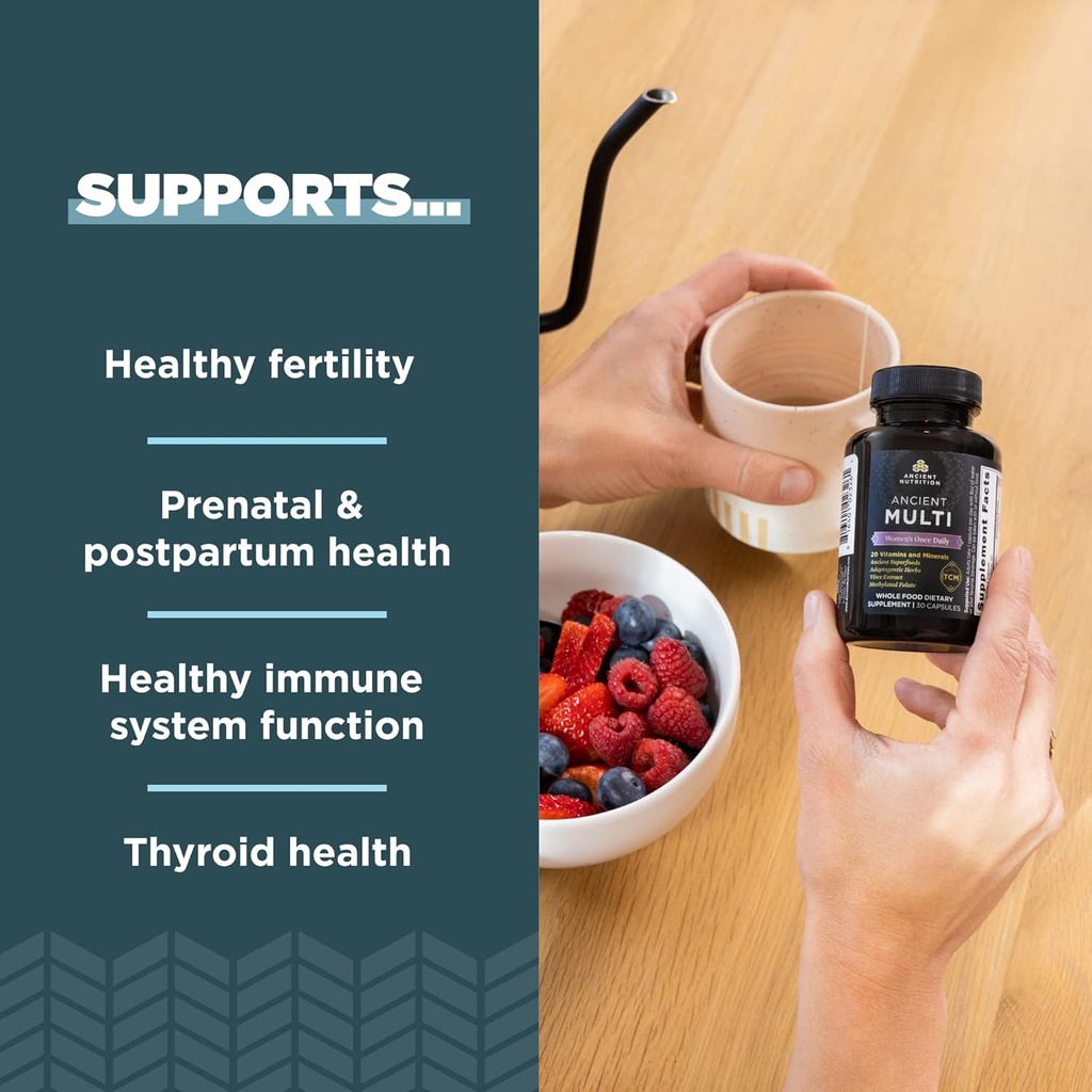 Ancient Nutrition Mutlivitamin Men's Once Daily Capsules, 30 Count + Multivitamin Women's Once Daily Capsules, 30 Count 6