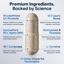 Nootropic Strongest Focus Supplement - Clinically Backed Ingredients Made in USA - Scientifically Backed Doses - Supplement for Brain Fog - AlphaGPC, Lions Mane, Rhodiola and More 10:1 90 Capsules 4