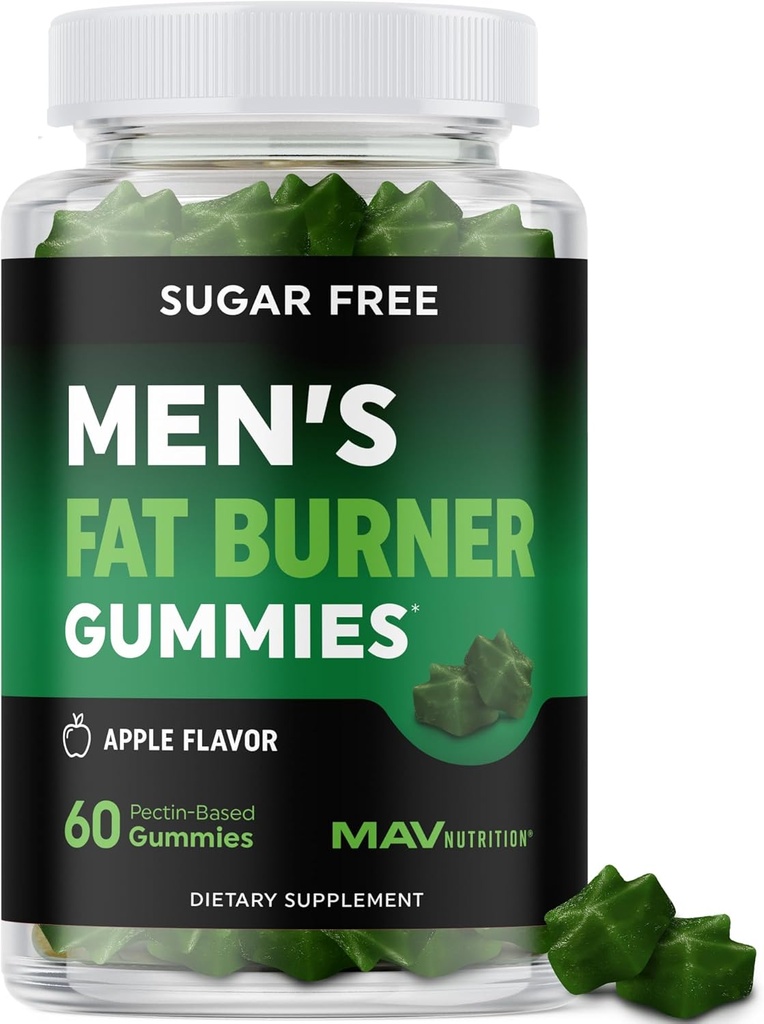 Men’s Fat Burner Gummies for Weight Loss | Green Tea, Green Coffee Bean, Garcinia Cambogia & Ketones | Belly Fat Burner for Men Weight Loss Gummies | Apple Flavored, Pectin-Based | 60 Gummies 2