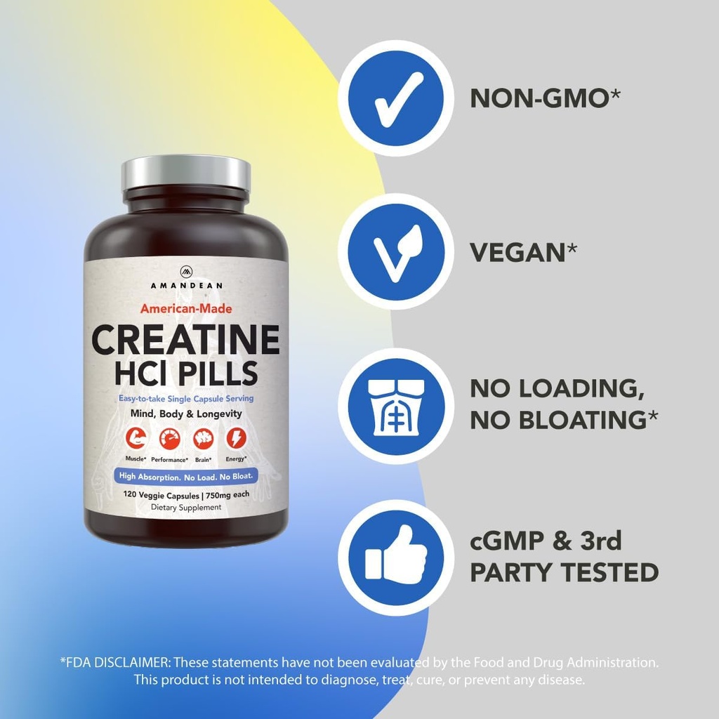 AMANDEAN Premium Creatine HCl & Marine Collagen Bundle. USA-Made CON-CRET. 7X Concentrated. Wild-Caught Hydrolyzed Fish Collagen Protein. Anti-Aging. Support Recovery & Lean Muscle. Healthy Skin 4