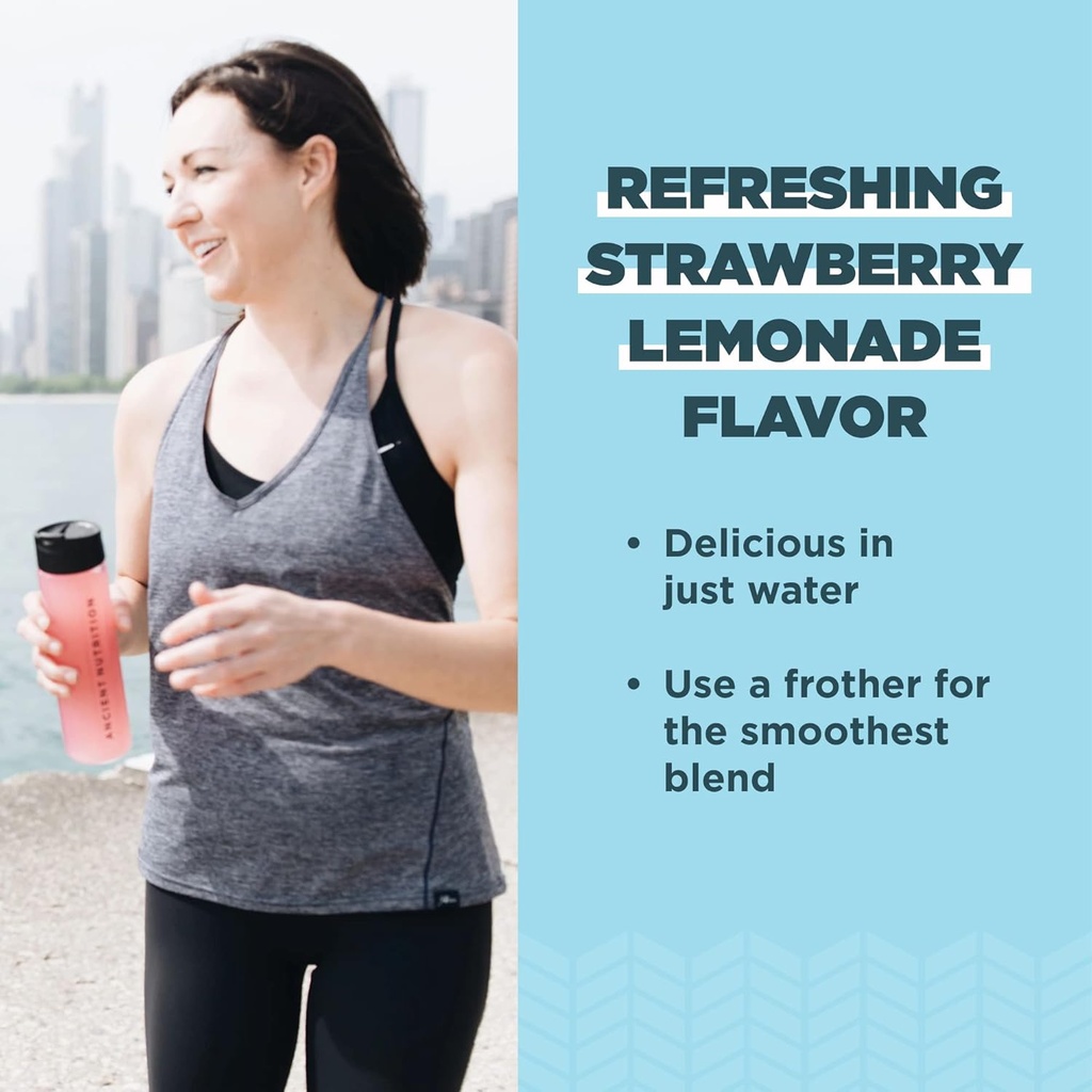 Ancient Nutrition Hydrolyzed Collagen Peptides Powder with Probiotics, Strawberry Lemonade Multi Collagen Protein for Women and Men with Vitamin C, 45 Servings, Supports Skin and Nails, Gut Health, 18 4