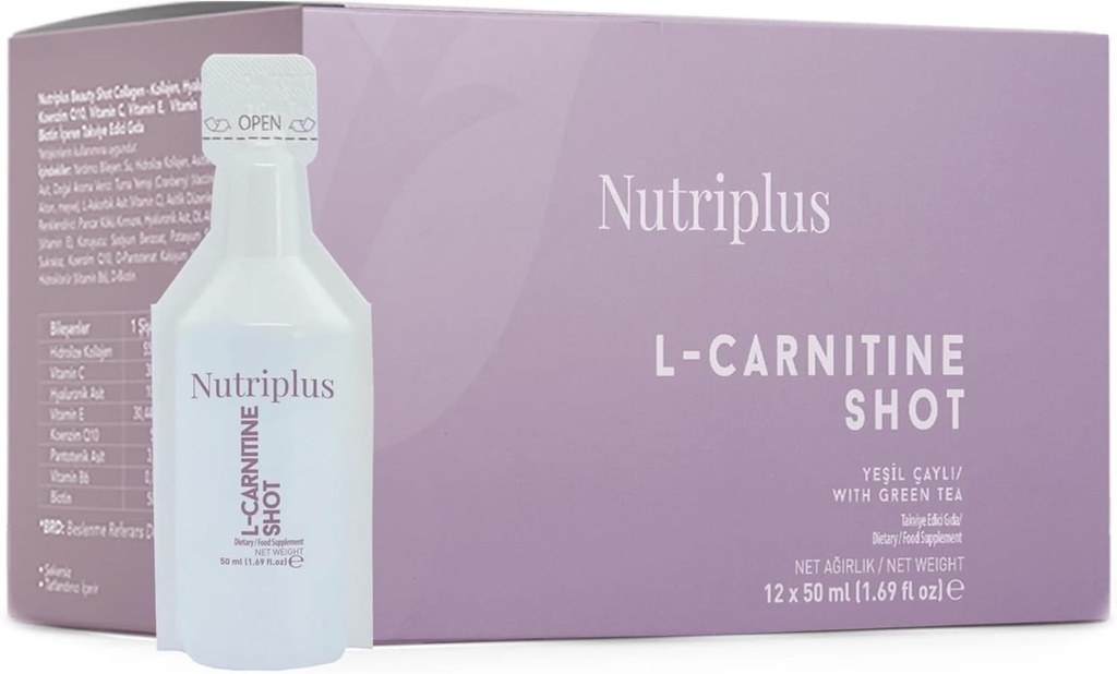FARMASi Nutriplus Portioned Drink - L-Carnitine, 50ml (12 pcs) - Energy Support, Metabolism Boost, Enhances Endurance, Daily Drink, Supplements 2