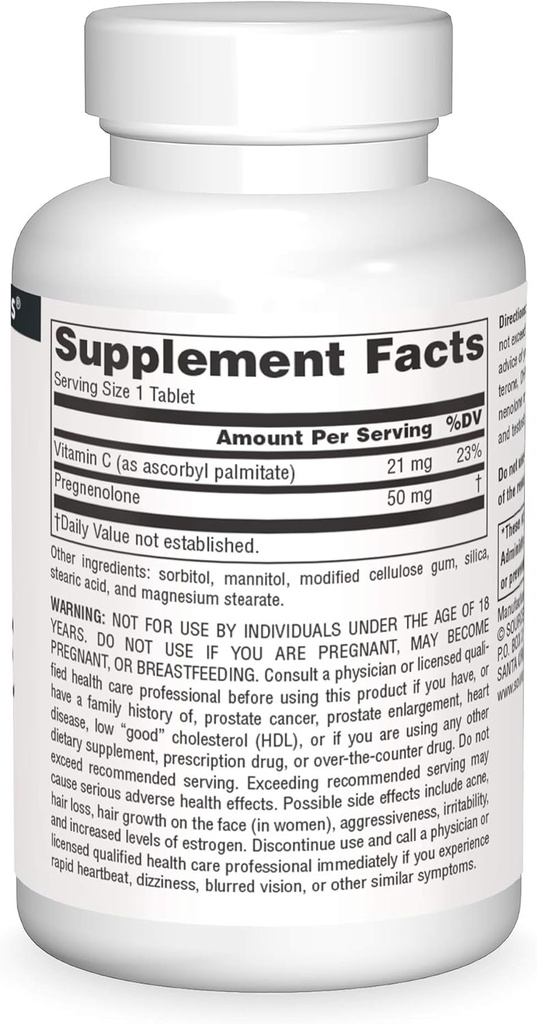 Source Naturals Pregnenolone 50mg - 120 Tablets 4