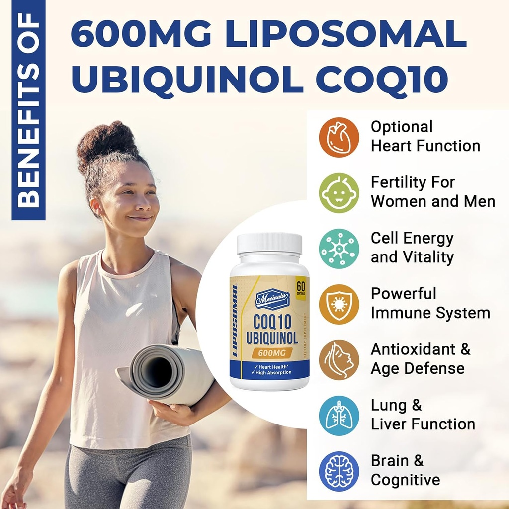 Liposomal CoQ10 Ubiquinol 600mg Softgels | Superior Absorption Ubiquinol CoQ10 Supplement | Powerful Active Antioxidant Form of Coenzyme Q10 | Heart Function & Energy Production | 120 Softgels 5