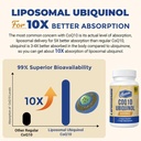 Liposomal CoQ10 Ubiquinol 600mg Softgels | Superior Absorption Ubiquinol CoQ10 Supplement | Powerful Active Antioxidant Form of Coenzyme Q10 | Heart Function & Energy Production | 120 Softgels 6