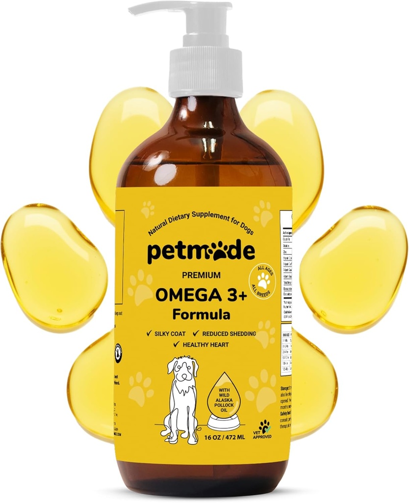 Omega 3 Fish Oil for Dogs Skin and Coat - Wild Alaskan Pollock Oil for Itchy Skin- Omega 3 Fatty Acids for Dogs - Liquid EPA & DHA Supplements - with Zinc, Vitamin C, B2, B7 & E - 16 Fl Oz 2
