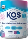 KOS Energizing Blue Spirulina Blend - USDA Certified Organic - B Vitamins, Ashwagandha, Ginseng, Adaptogens, Biotin - Vegan Pre Workout Powder - Caffeinated, Berry Flavored, 28 Servings 2