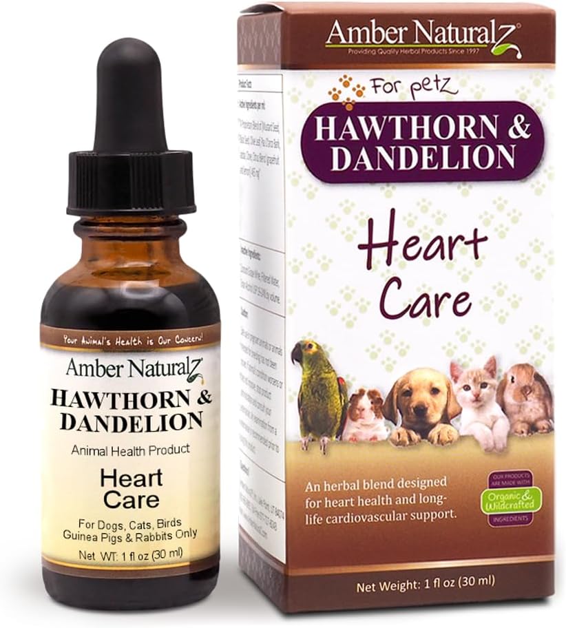 Amber NaturalZ Hawthorn & Dandelion Herbal Supplement for Dogs, Cats, Birds, Rabbits, and Guinea Pigs | Supports Heart Health, Circulation, and Fluid Balance | Natural Cardiovascular Care 2