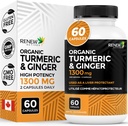 Renew Actives Turmeric Curcumin 1000MG & 200MG Ginger per 2 Capsules - Potent Antioxidant with Bioperine & Black Pepper Blend for Digestive & Liver Health - Made in Canada - 60 Capsules 2