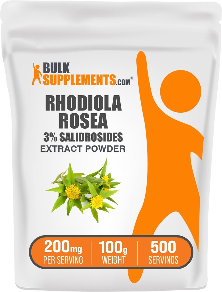BulkSupplements.com Rhodiola Extract Powder - 3% Salidrosides, Rhodiola Rosea Extract - Herbal Supplement, Gluten Free, 200mg per Serving, 100g (3.5 oz) (Pack of 1) 2
