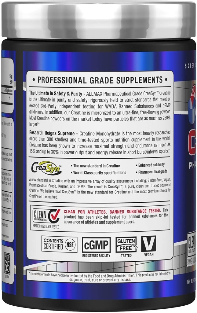 ALLMAX Nutrition - Creatine Monohydrate, Micronized Creatine Powder for Strength and Muscle Recovery, Gluten Free & Fast Absorbing 400g 3