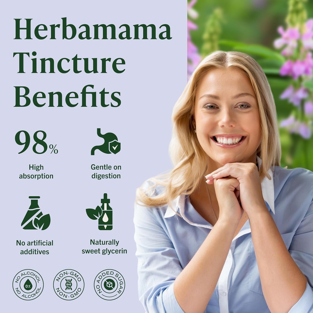 HERBAMAMA Goat's Rue Tincture - Vegan Lactation Support with Galega Officinalis Extract - Breastfeeding Support Drops - Non-GMO, Alcohol & Sugar-Free Goat's Rue Lactation Supplement 28-Day Supply 6