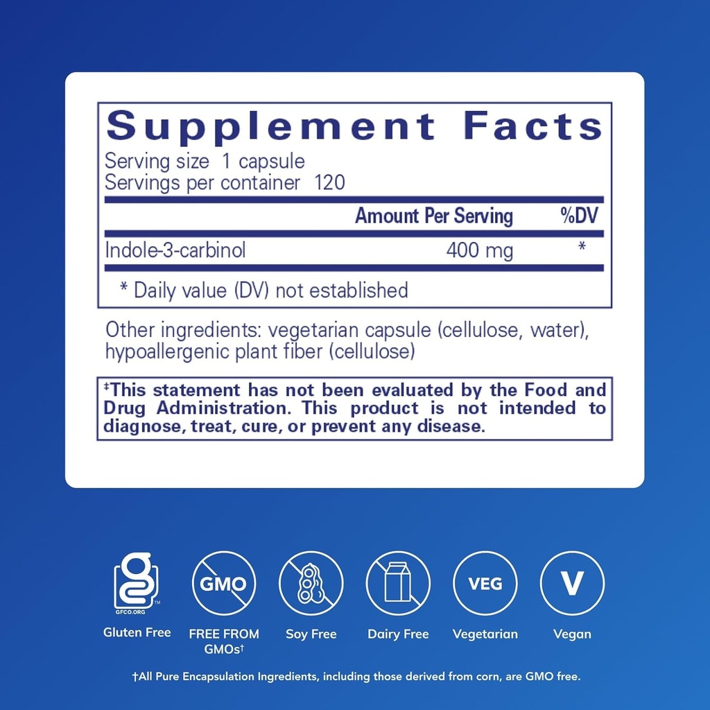 Pure Encapsulations Indole-3-Carbinol 400 mg | Supports Healthy Breast, and Cervical Cell Function | 120 Capsules 3