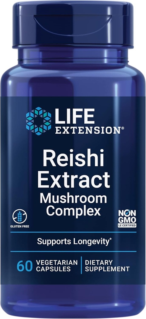 Life Extension Reishi Extract Mushroom Complex - Mushrooms Herbal Supplement for Immune Support – Ganoderma Lucidum Extract - Gluten-Free, Non-GMO, Vegetarian – 60 Capsules 2