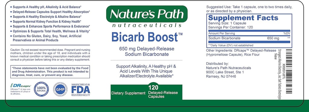 Sodium Bicarbonate 650 mg Tablets - Strongest Alkaline Tablets - Electrolyte Supplement & Keto Electrolyte Pills, Salt Tablets Hydration & Rehydration, Endurance, Stamina: 120 Capsules 6