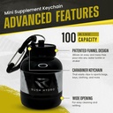 RUSH HYDRO Supplement Protein Powder Funnel Keychain, Travel Protein Powder Container with Dual Screw Cap, 100 mL Container for Hydration Powder & Supplements, Black 5