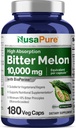 NusaPure Bitter Melon Extract 10,000 mg 180 Vegan Caps (100% Vegetarian, Non-GMO, Gluten-Free, 10% Bitter Principles) Bioperine 2