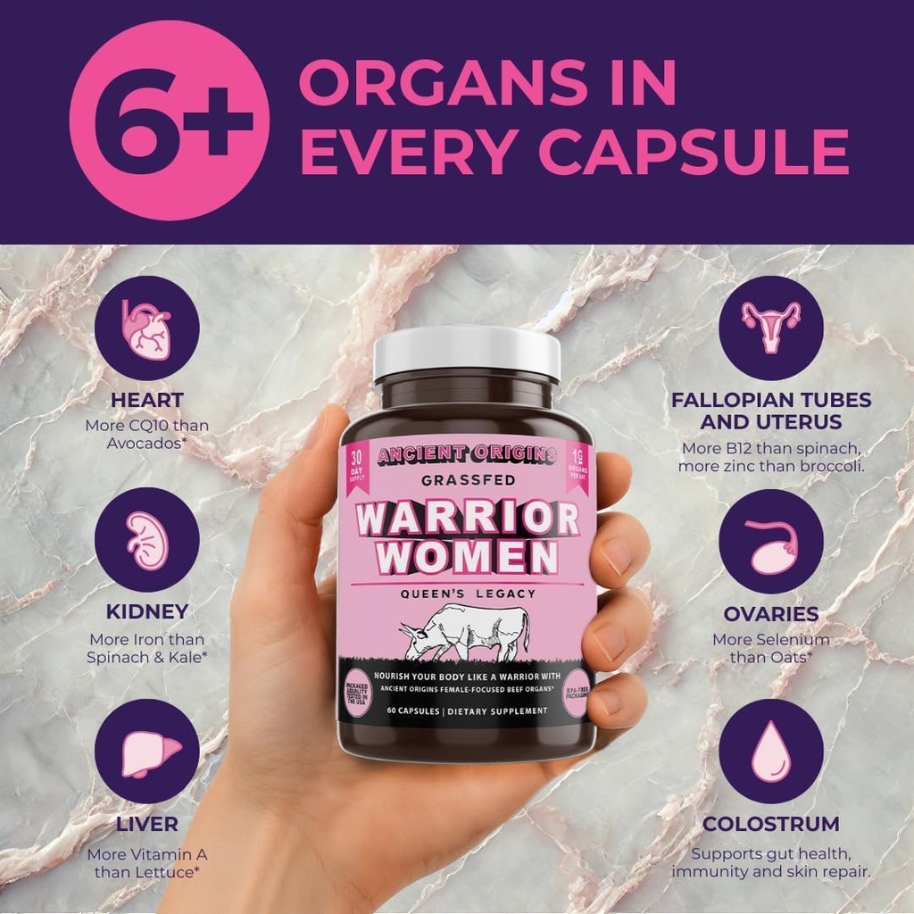 Women’s Beef Organ Complex – 7 Grass Fed Organs (Liver, Heart, Colostrum & More) – Pasture Raised, Grass Finished – Balance Hormones, Boost Energy & Wellness 3