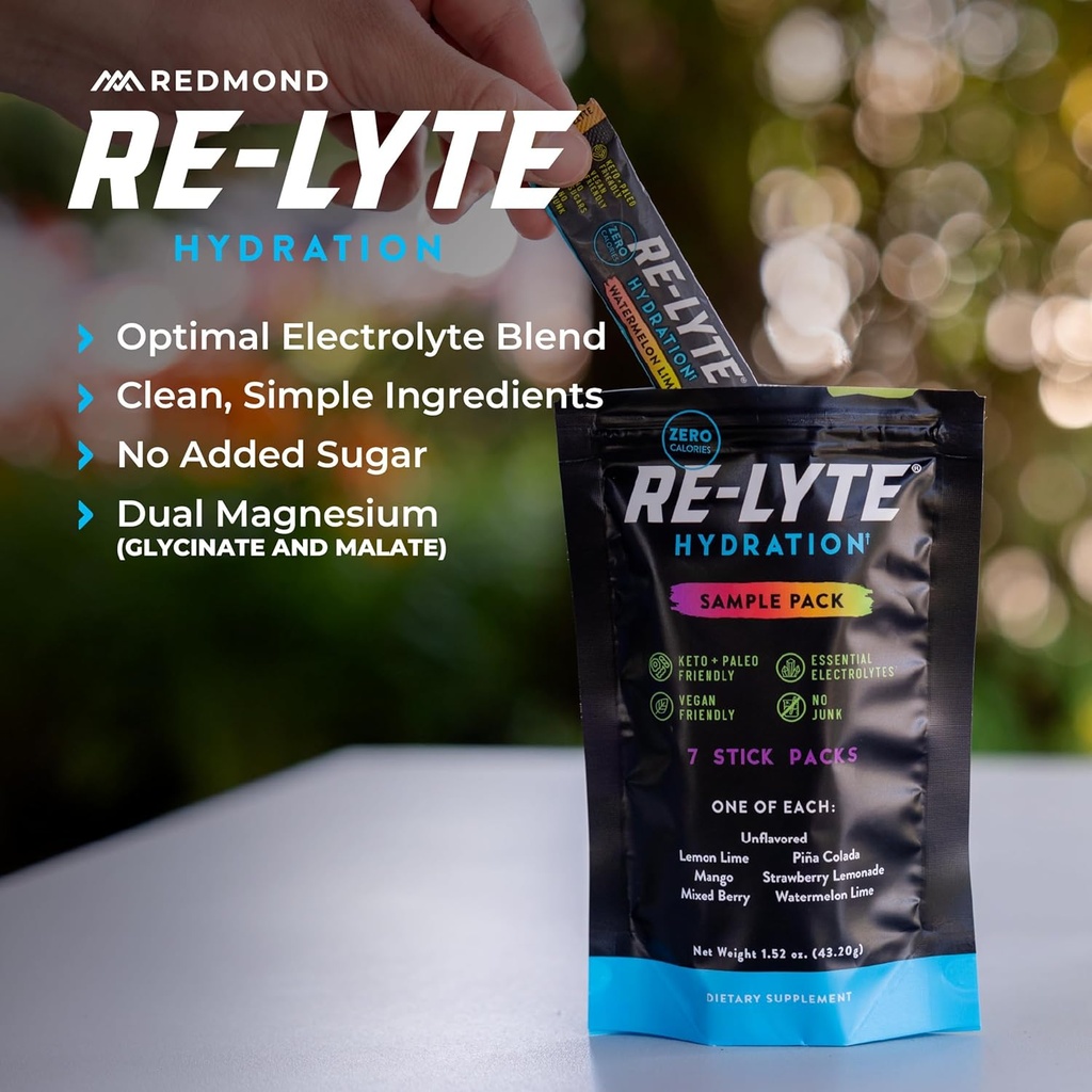 REDMOND Re-Lyte Hydration Electrolyte Powder Drink Mix Variety (7 Stick Packs) 6