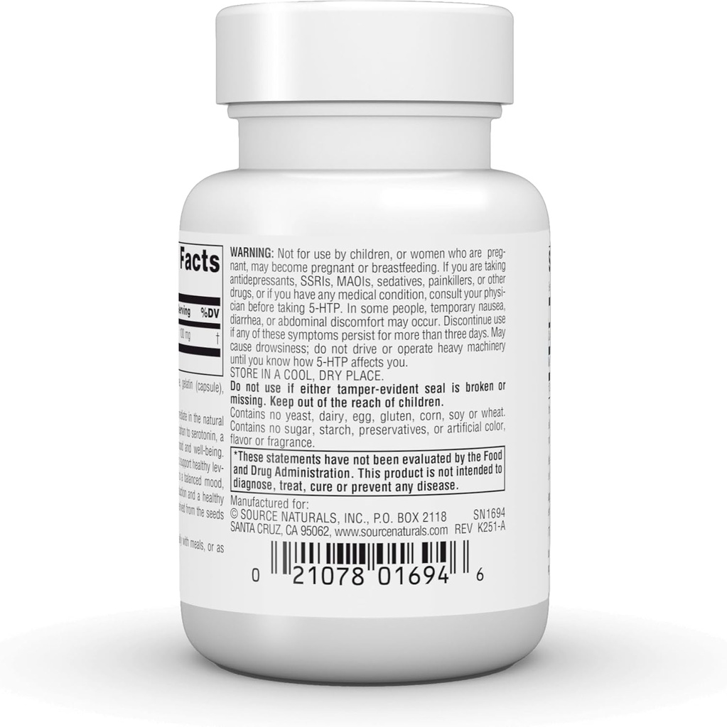 Source Naturals Serene Science 5-HTP, Balanced Mood* 100 mg - 30 Capsules 5