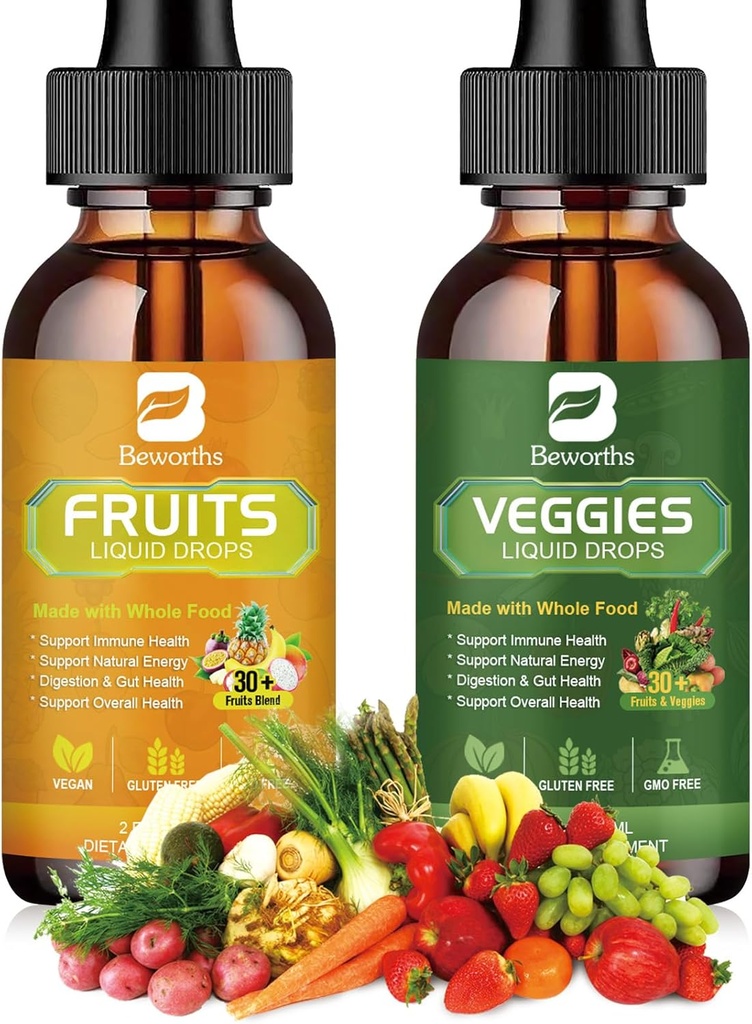 Fruits and Veggies Supplement - Balance of Natural Fruit and Vegetable Vitamins Supplements Liquid Drops, Whole Nature Super-Food Filled with Vitamins and Minerals - Supports Energy Levels 2