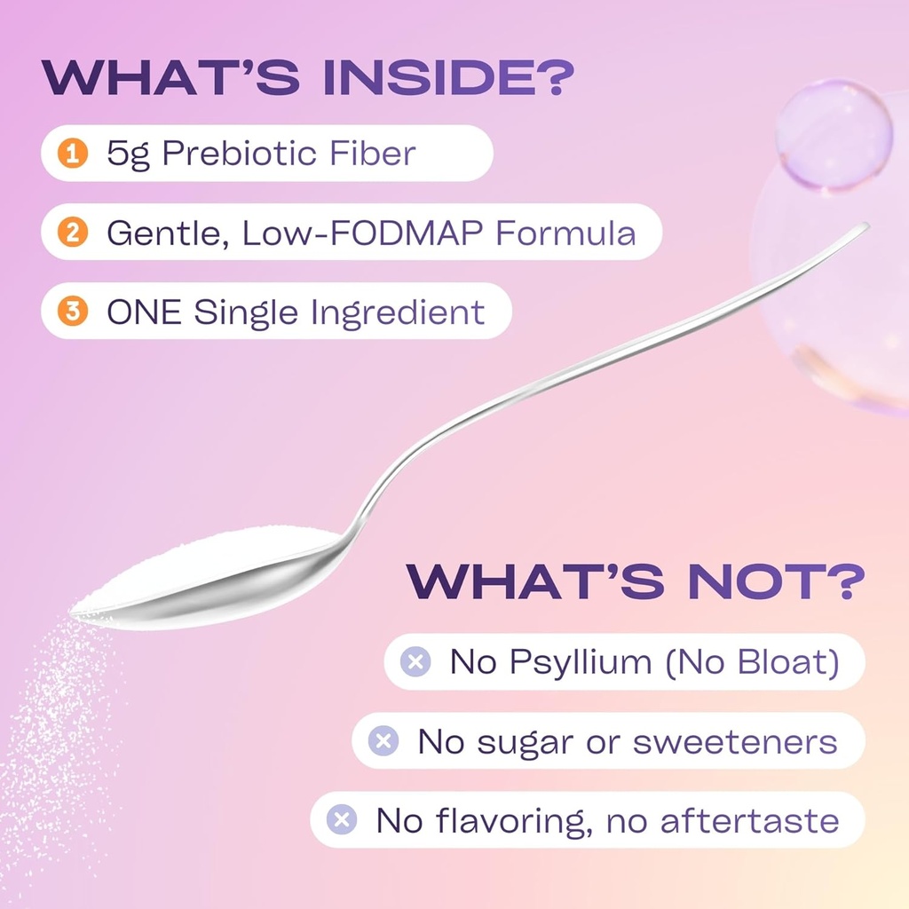 GoBiotix Fiber Supplement Powder with Prebiotics for Digestive Health and GLP-1 Support, Soluble Fiber for Gut Health & Debloat, Keto, Vegan, Gluten & Sugar Free, 35 Servings (2 Pack) 5