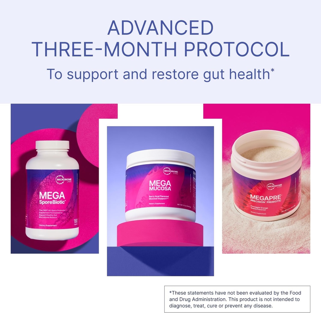 Microbiome Labs Total Gut Restoration Kit (Powder) - 3-Product Gut Health Spore Based Probiotic, Prebiotic Powder & Mucosal Immunoglobulin + Amino Acids Supplement for Immune, GI & Digestive Health 4