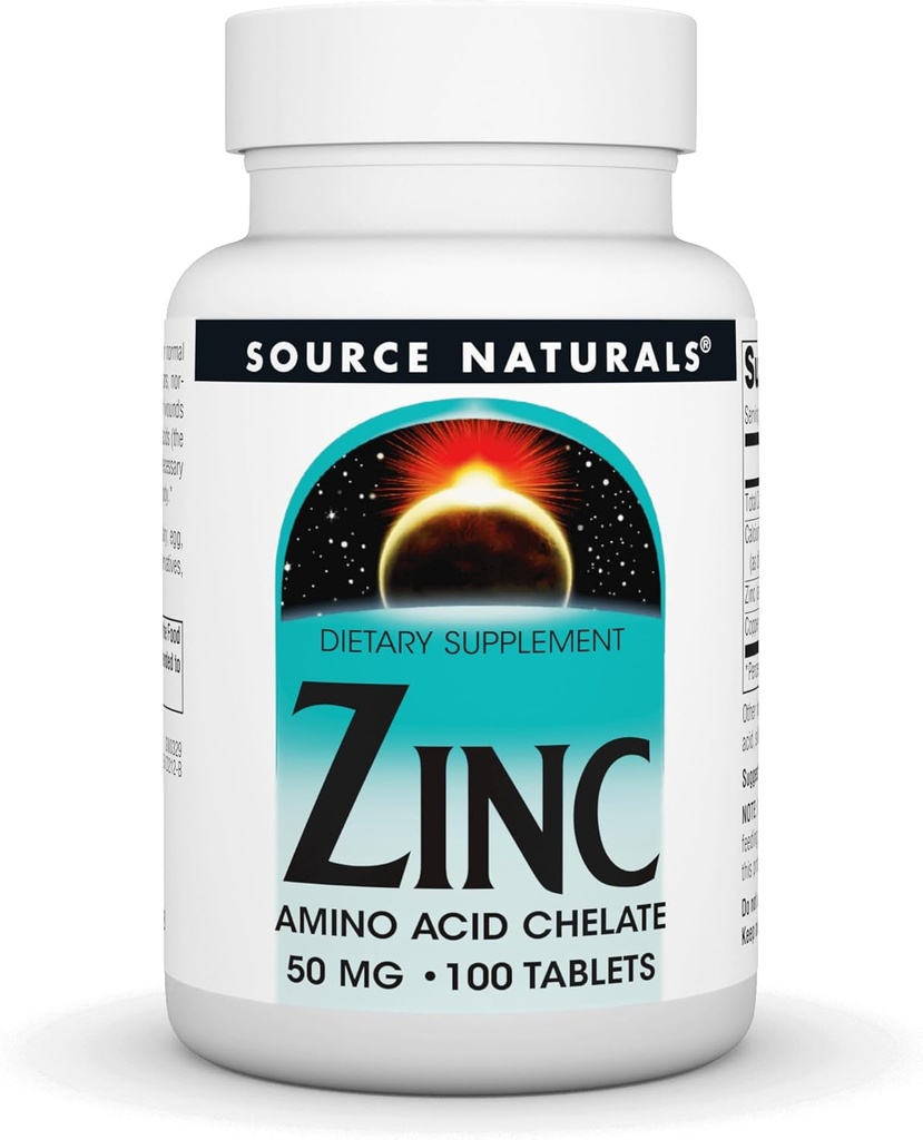 Source Naturals Zinc Amino Acid Chelate - 50mg - 100 Tablets 2