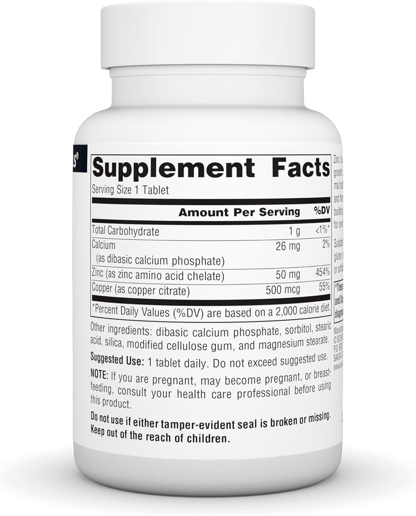 Source Naturals Zinc Amino Acid Chelate - 50mg - 100 Tablets 3