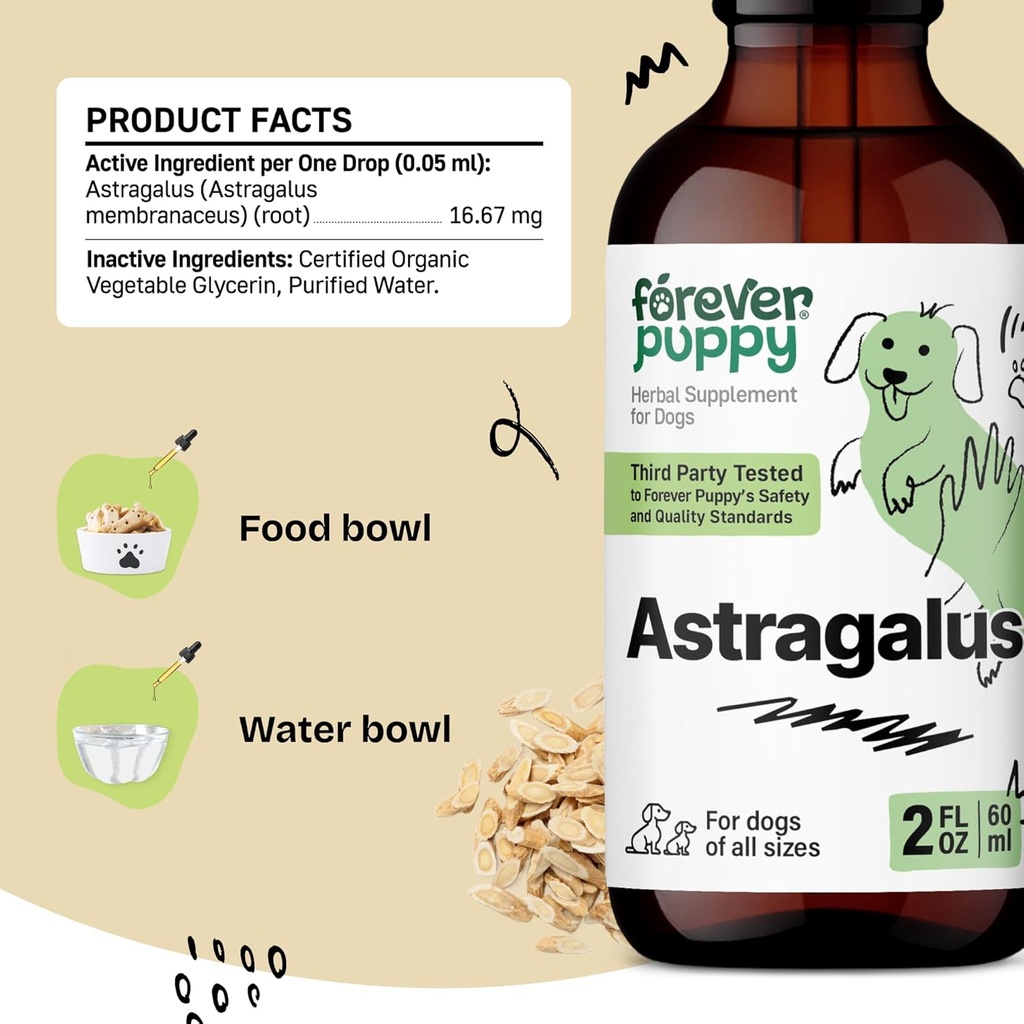 Forever Puppy Astragalus Root Drops for Dogs - Astragalus Membranaceus Tincture for Dogs' Immune Defense - Herbal Pet Liquid Supplements for Immunity Support & Joyful Pet Care - 2 oz 4