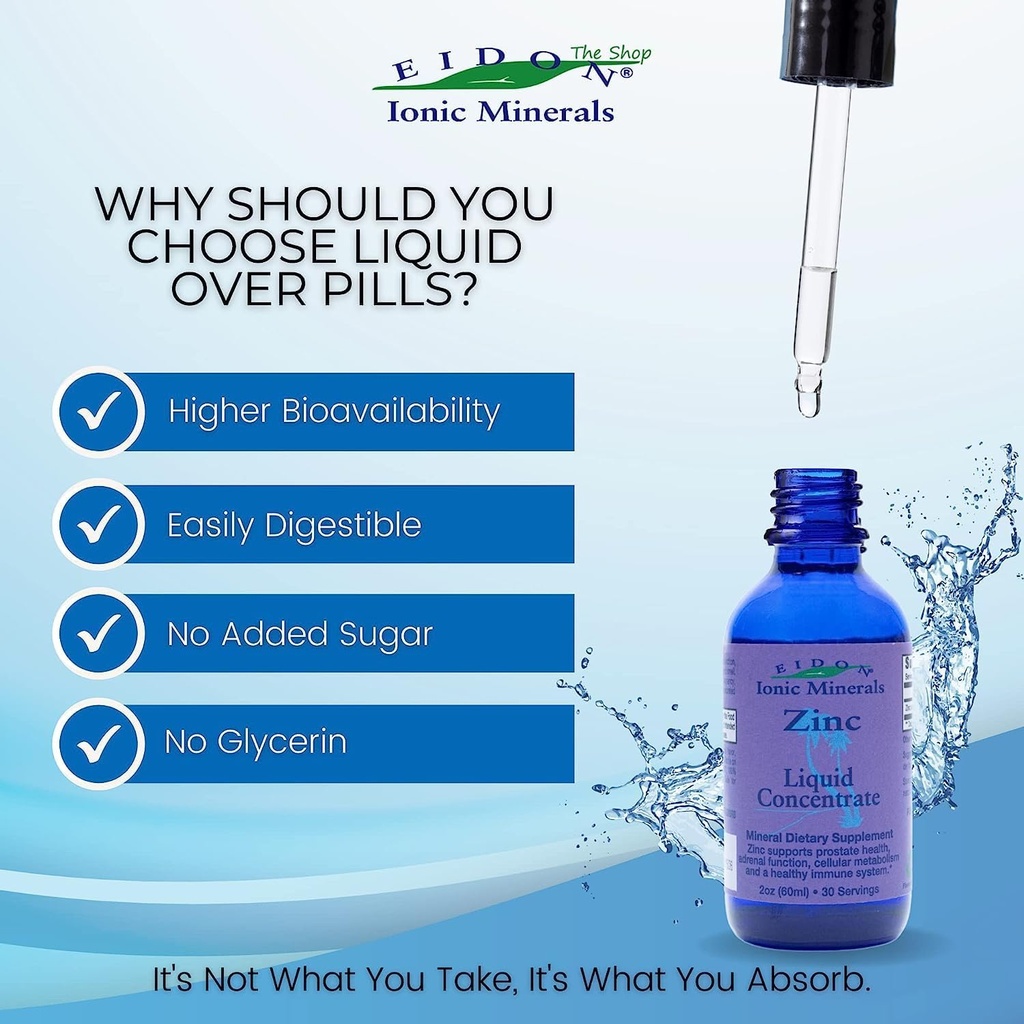 Eidon Ionic Minerals Liquid Silica & Zinc Drops, 2 Fl Oz, Immune Health, Skin Care, All-Natural Ingredients, No Artificial Colors or Preservatives 5