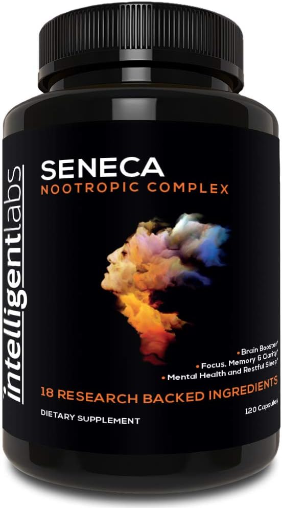 Intelligent Labs Seneca Nootropic Brain Support Supplement | Focus, Memory & Clarity | 18 Brain-Boosting Ingredients | B-Complex Vitamins, Lion’s Mane & Ashwagandha | Caffeine & Stimulant Free 2