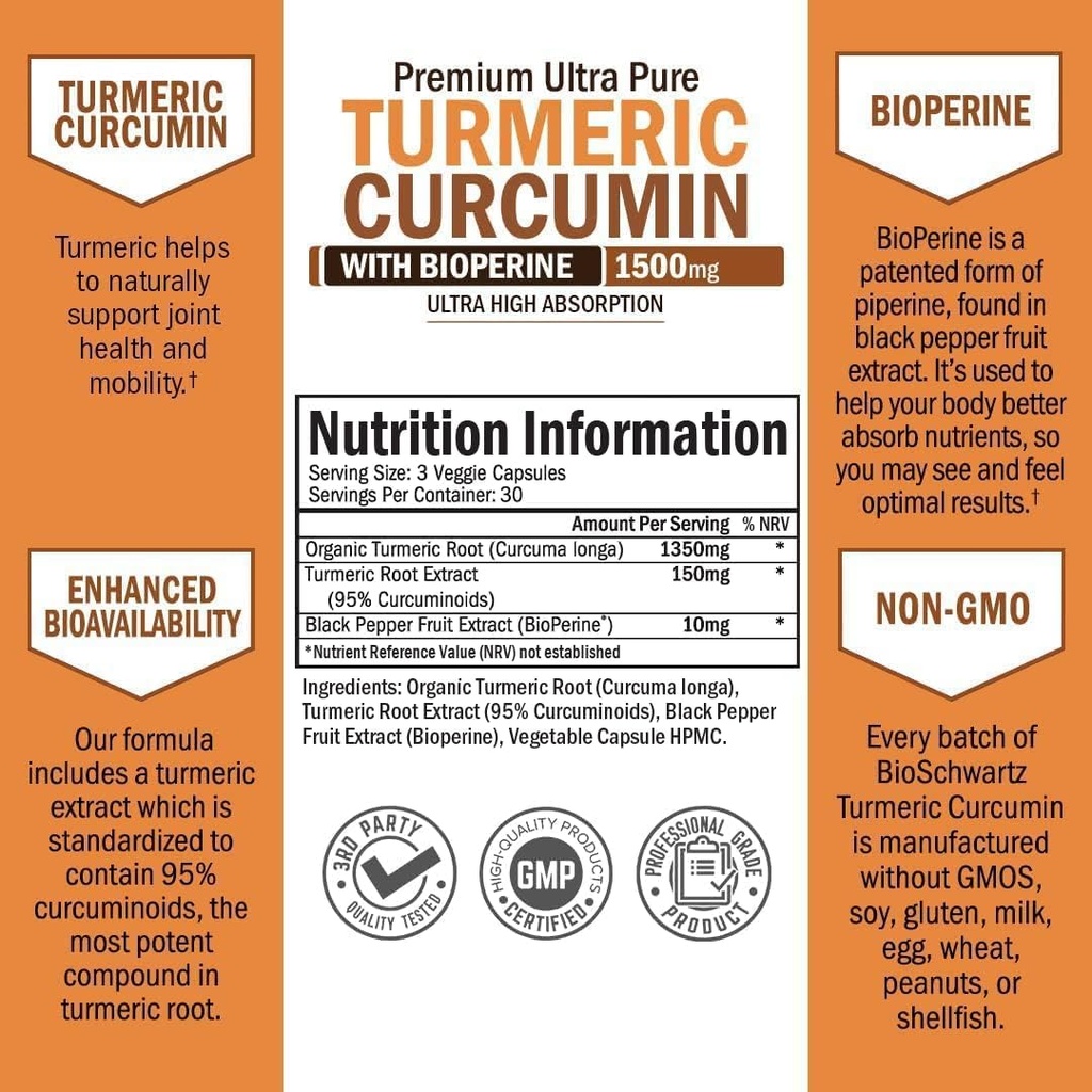 40 Billion CFU Daily Probiotic Supplement (1 Month Supply) Plus Turmeric Curcumin with Black Pepper Extract 1500mg Complex (1 Month Supply) 3